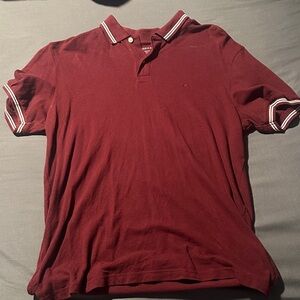American Eagle Outfitters Maroon Polo with Striped Collar